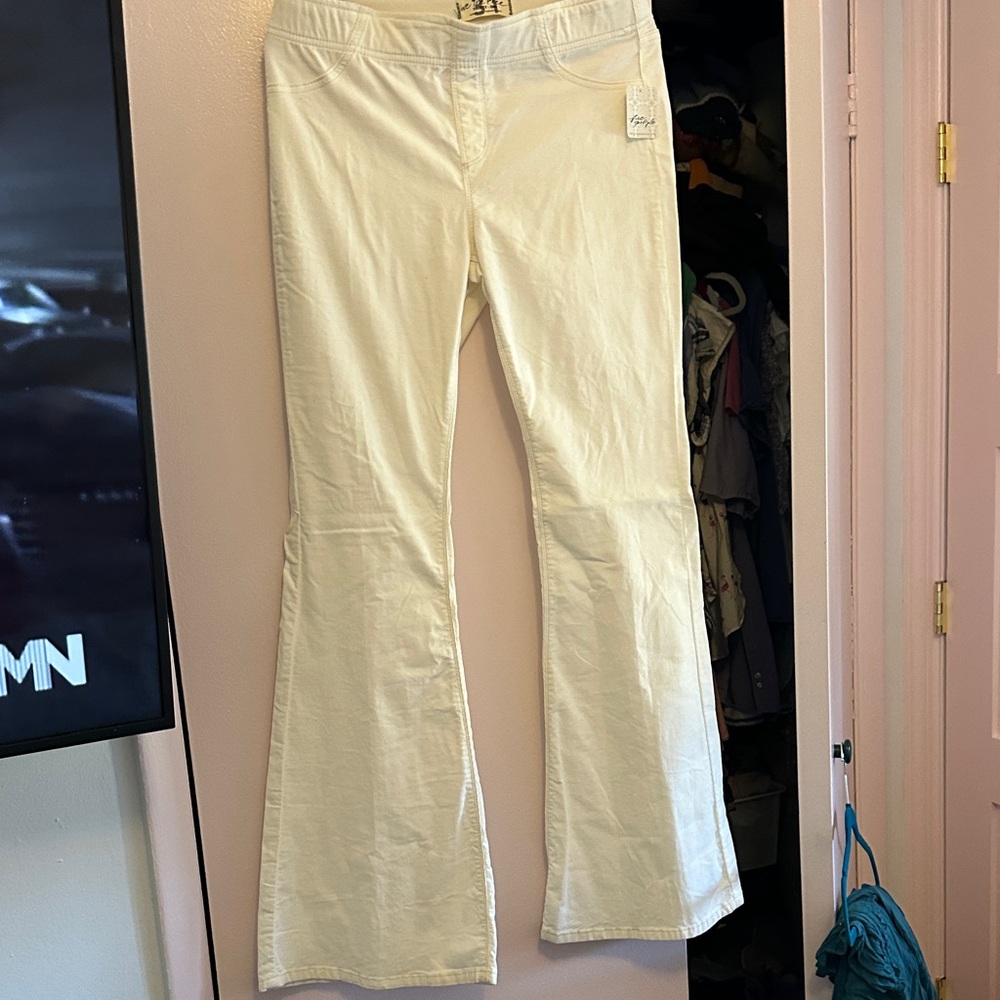 Free People Cream Boot Cut Flare Pants